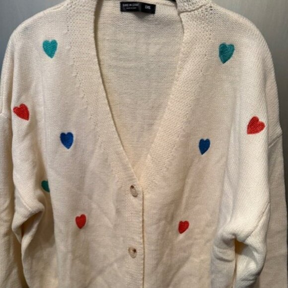 Retro V-Neck embroidered heart sweater cardigan - Picture 7 of 16